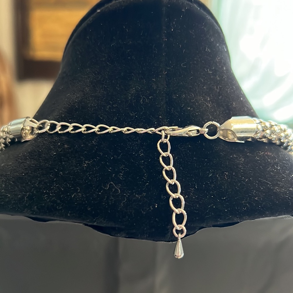 Silvertone And Cream Statement Necklace With Moth… - image 4